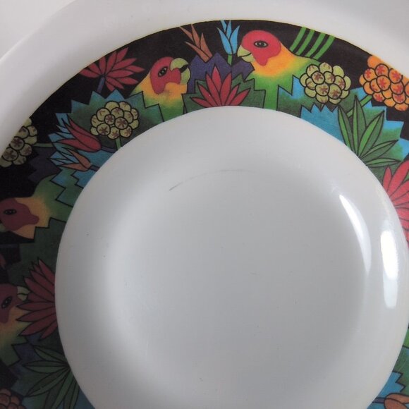 MALA Melamine Jungle Parrots & Flowers Set Cups Saucers Bowls Plates 10 Lot - Picture 13 of 15